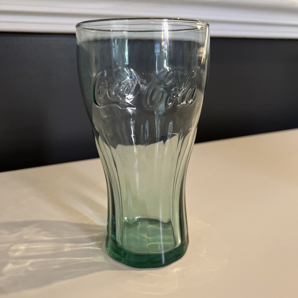 6”  Vintage Coke Coca-Cola Glass Cup  Green Coke Glass